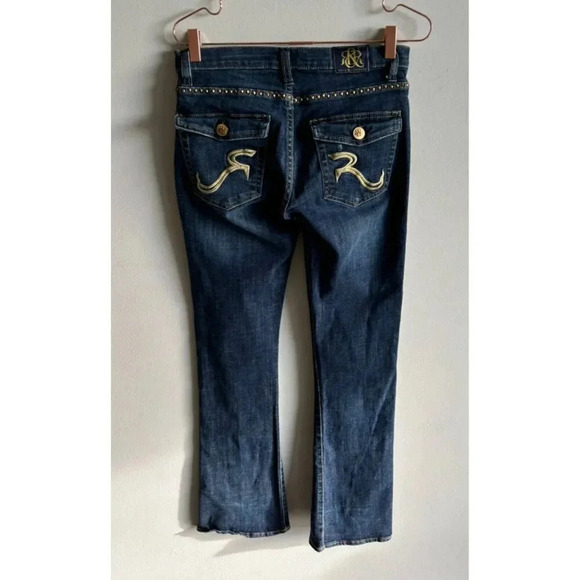 Rock & Republic Womens Mid Rise Bootcut Leg Studded Denim Jeans Blue Sz 6 - Picture 2 of 12